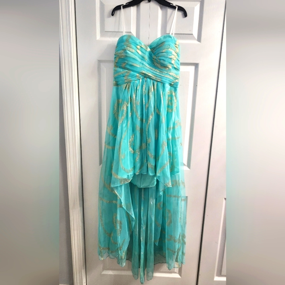 Teal and Gold Dress (Women's 14, Like New)